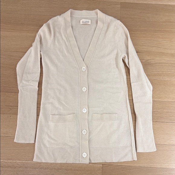 Nili Lotan Cream Cardigan Sweater V-Neck Knit - Picture 1 of 4